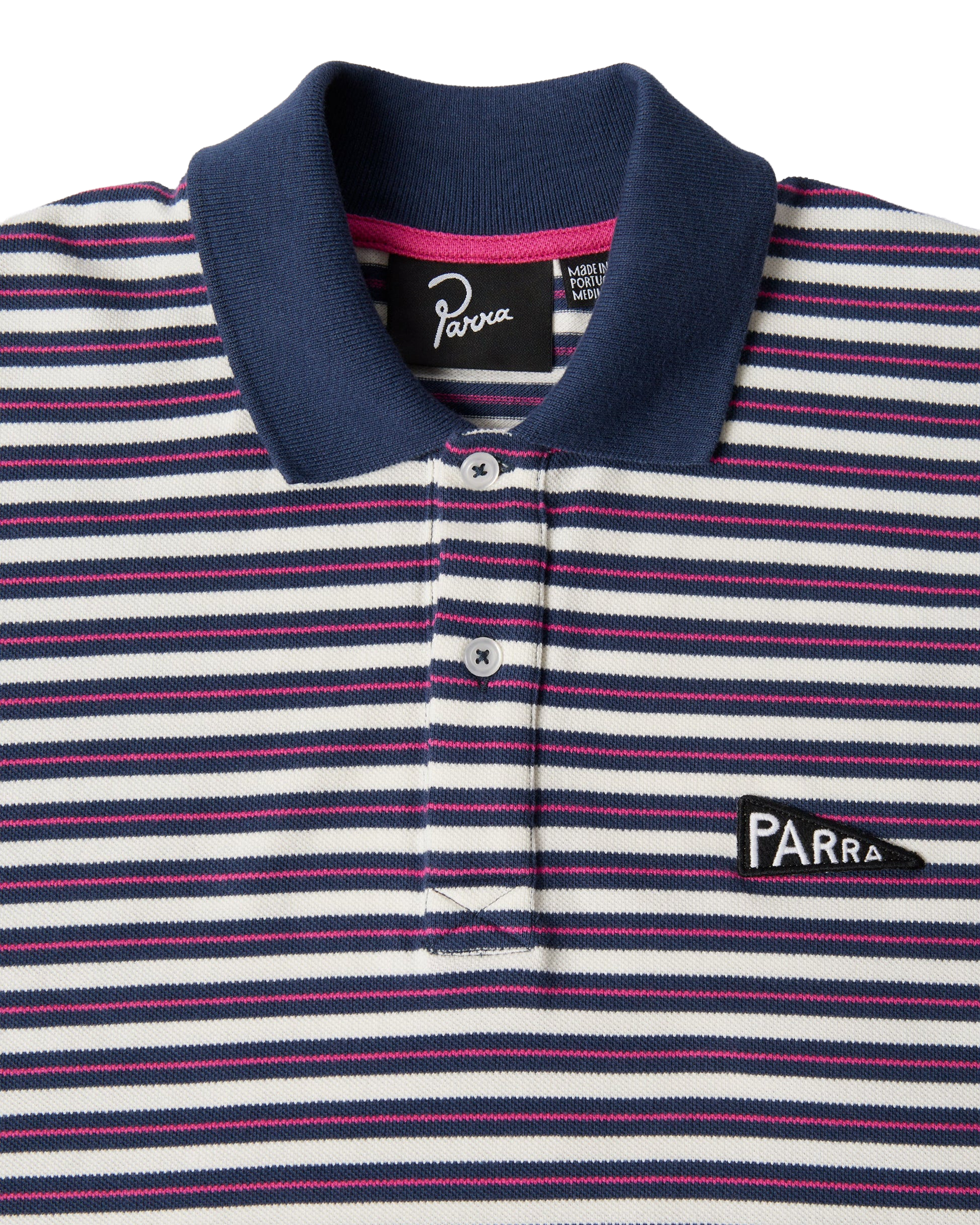 Parra Flag Striper Polo Shirt Purple Pink