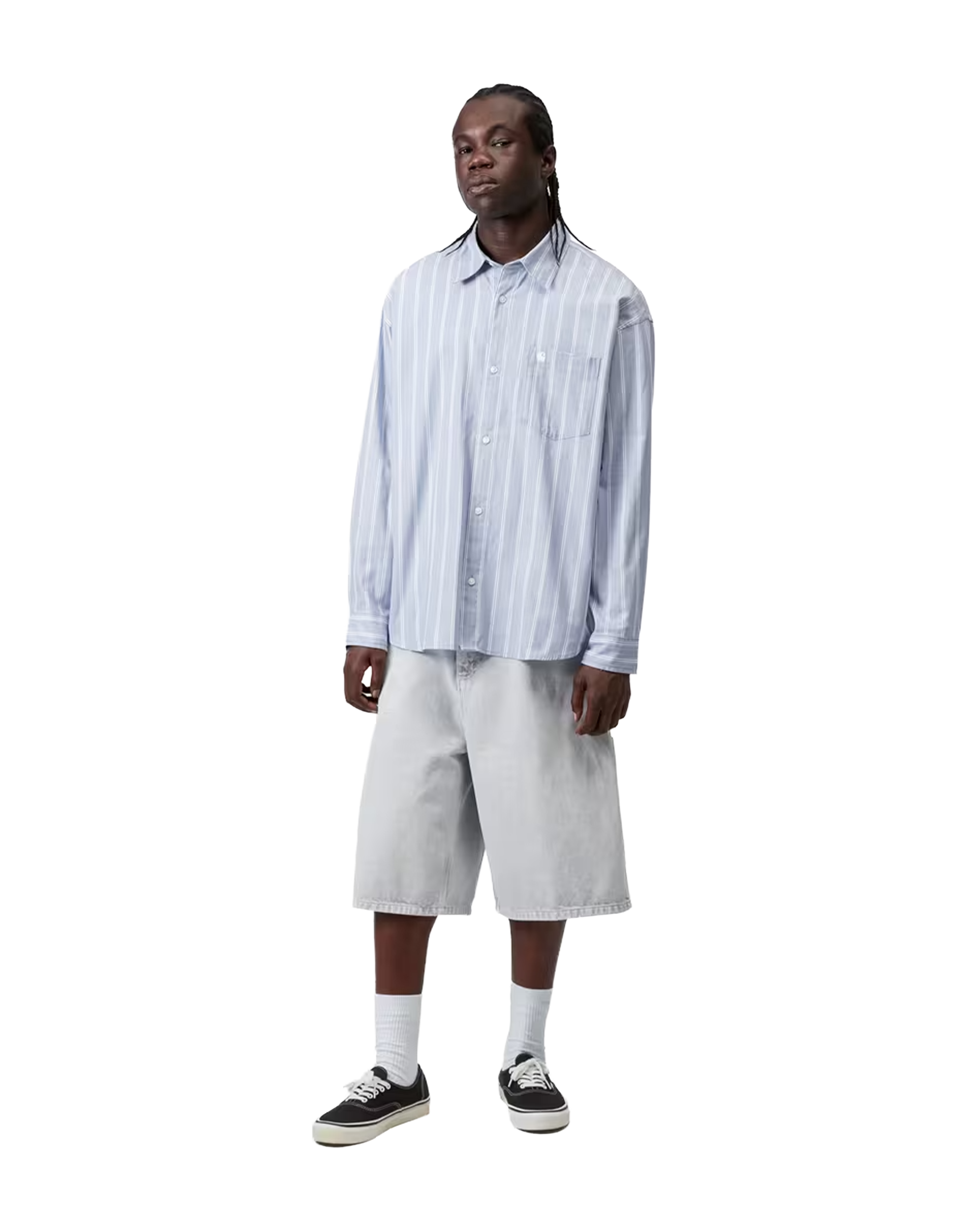 Carhartt WIP L/S Beale Shirt Cotton Dobby Beale Stripe Gentle Blue / White