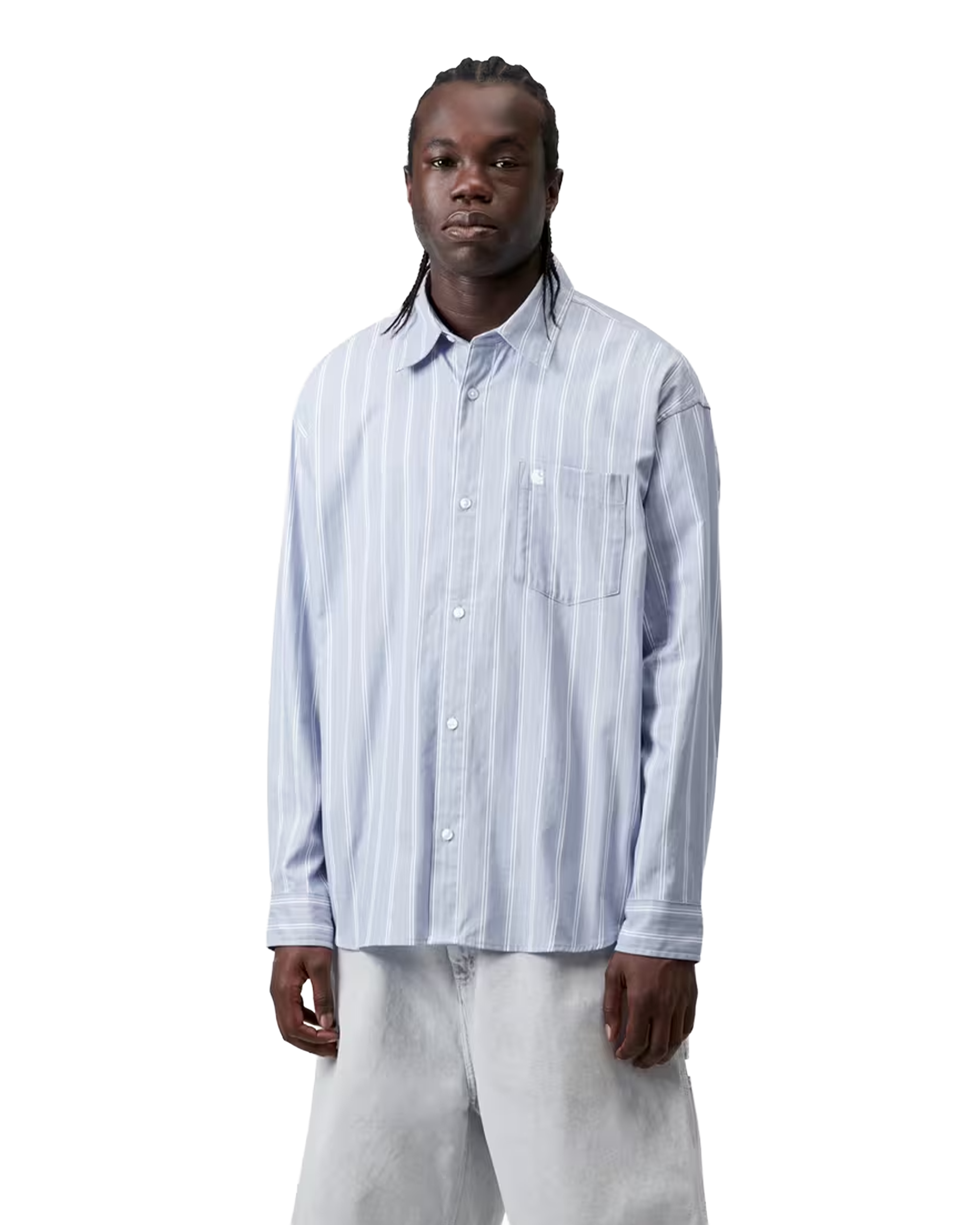 Carhartt WIP L/S Beale Shirt Cotton Dobby Beale Stripe Gentle Blue / White