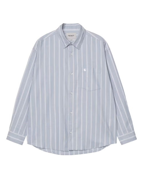 Carhartt WIP Carhartt WIP L/S Beale Shirt Cotton Dobby Beale Stripe Gentle Blue / White