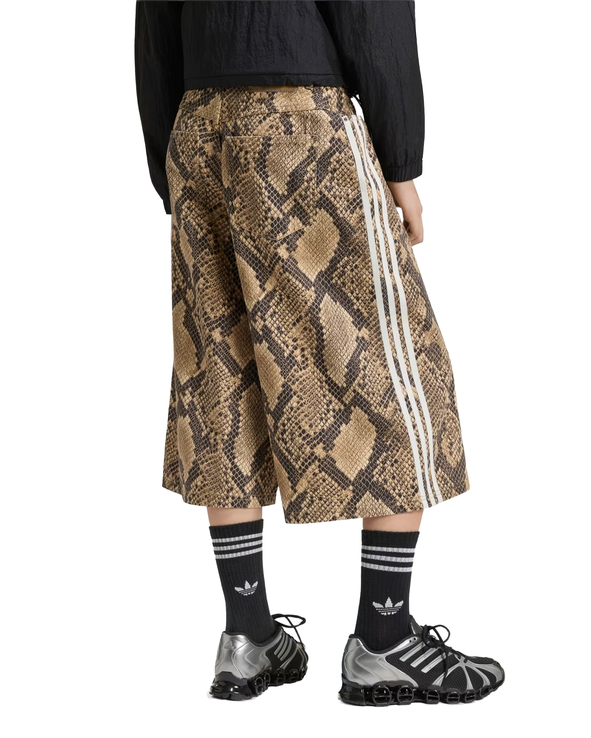 Adidas Snake Print Denim Bermuda Shorts