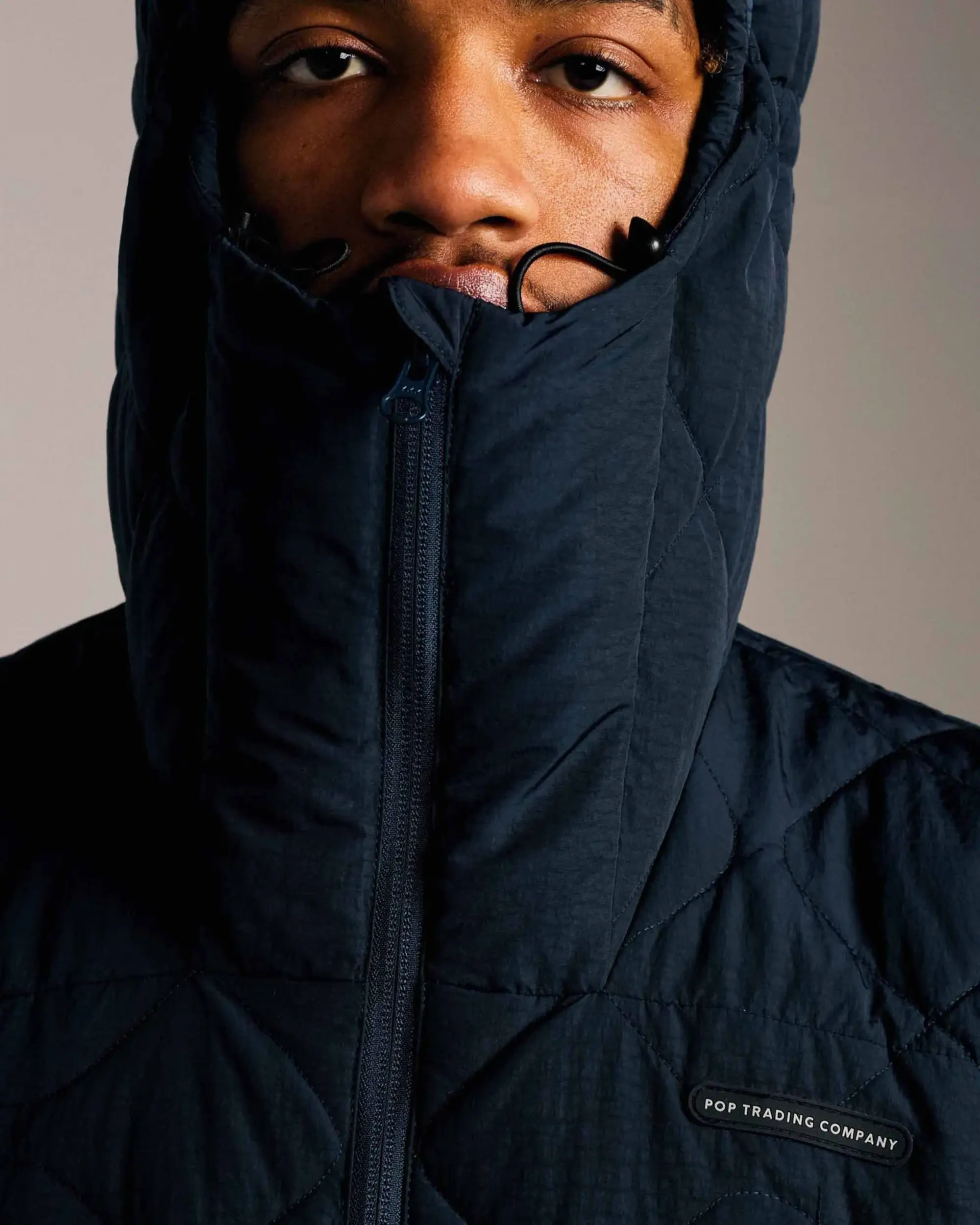 Pop Trading Company Quilted Jacket Navy