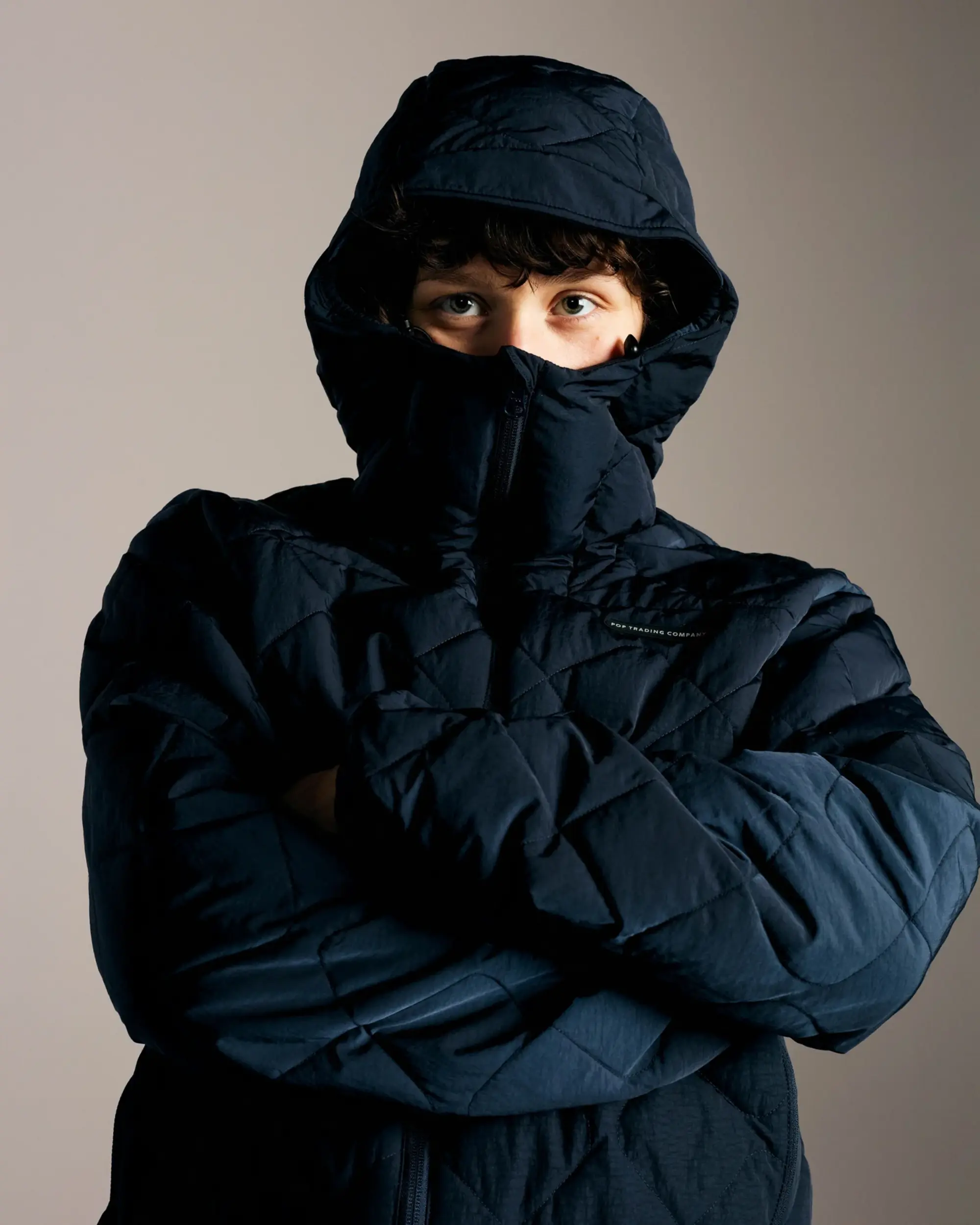 Pop Trading Company Quilted Jacket Navy