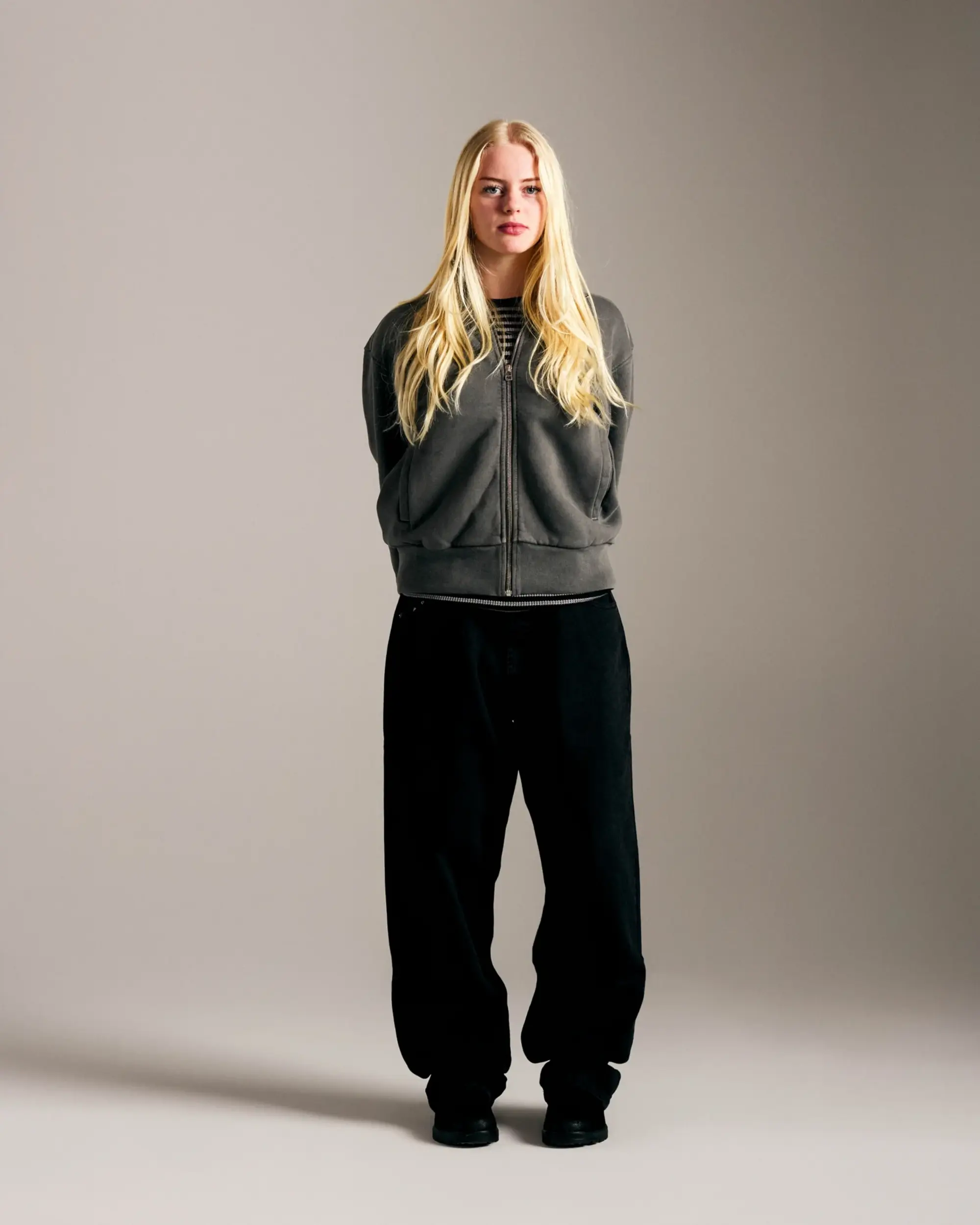 Pop Trading Company Full Zip Sweat Washed Black