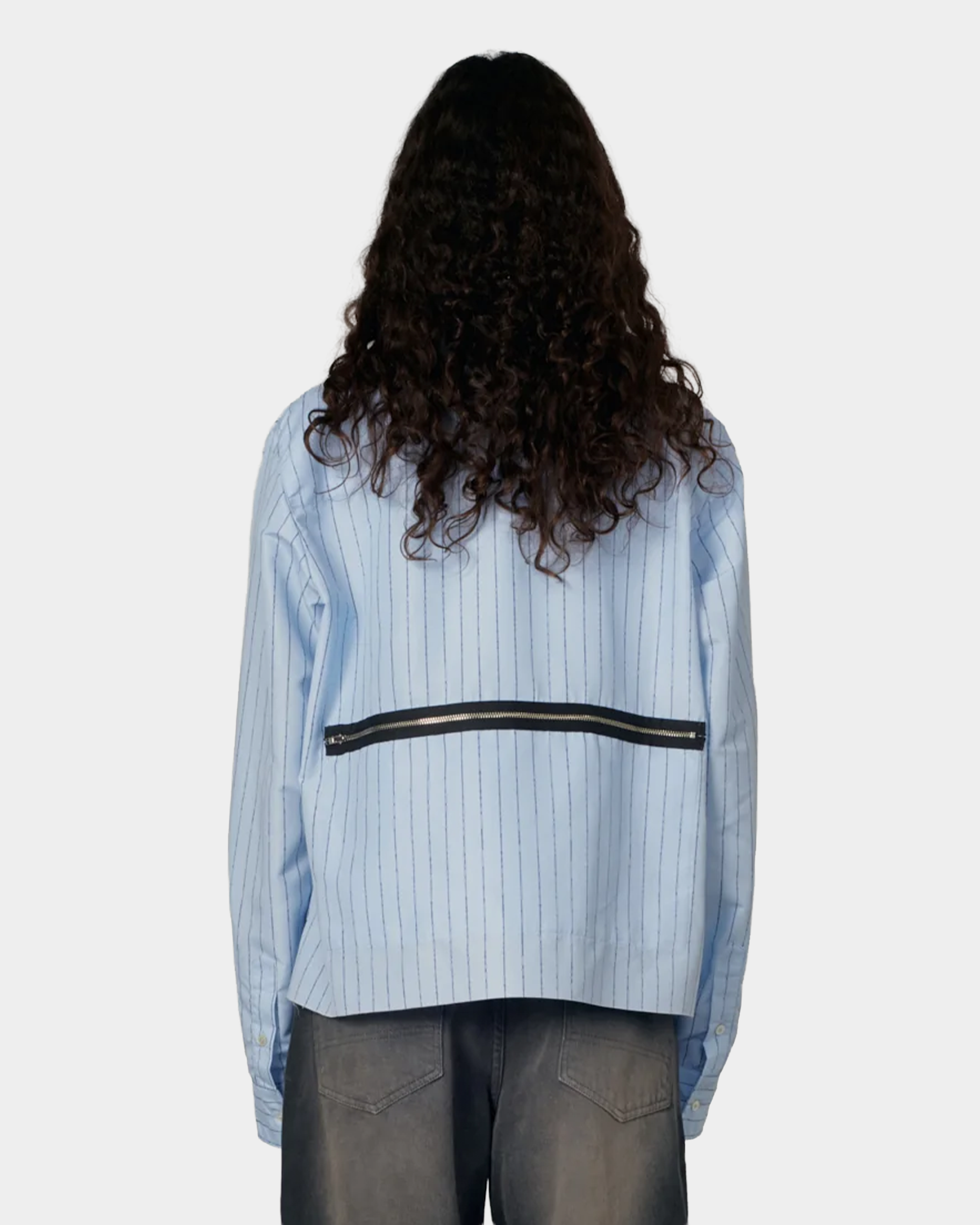 Rassvet Striped Loose Zip Shirt Woven Blue