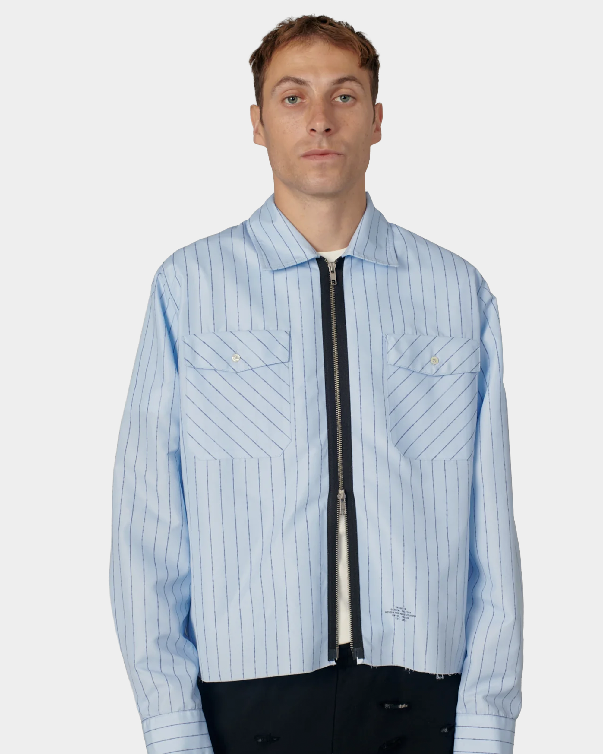 Rassvet Striped Loose Zip Shirt Woven Blue