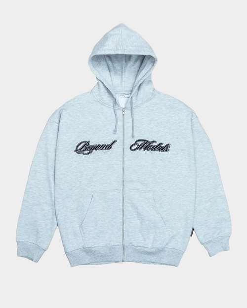 Beyond Medals Beyond Medals Script Zip Hoodie Grey Melange