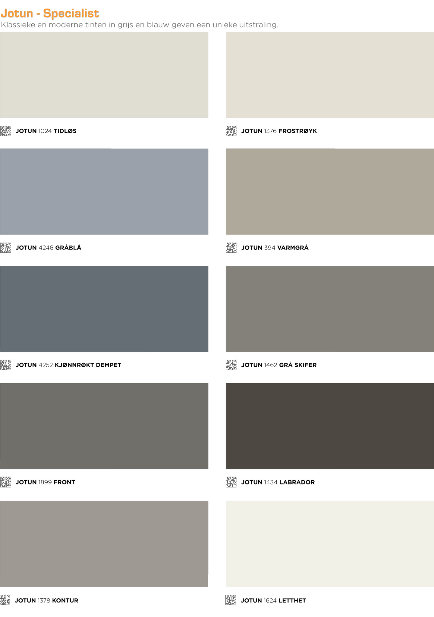 Jotun Demidekk Ultimate Colour Chart