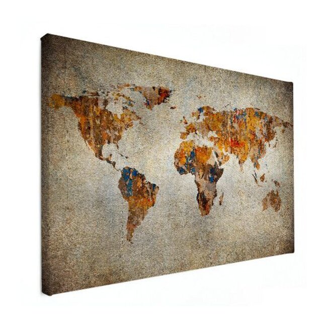Sweet Living Canvas Wereldkaart Schilderij