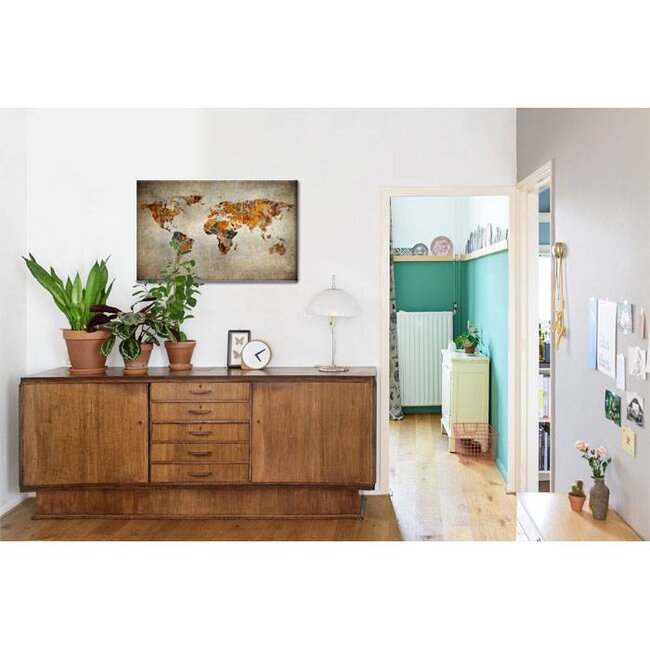 Sweet Living Canvas Wereldkaart Schilderij