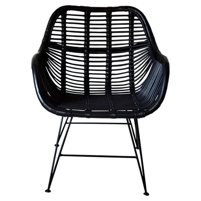 Sweet Living Zwarte Rotan Stoel - 69x66xH79 cm