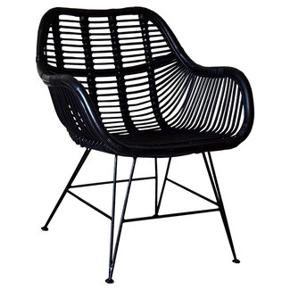 Sweet Living Zwarte Rotan Stoel - 69x66xH79 cm