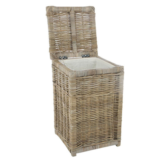 Sweet Living Rotan Wasmand Grijs - 40x40xH65 cm