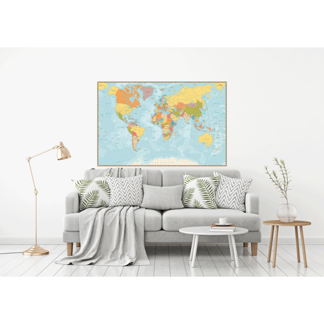 Sweet Living Schilderij  Wereldkaart Gedetailleerd