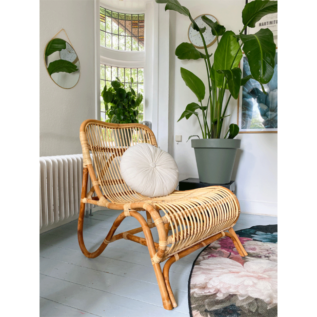 Sweet Living Naturelkleurige Rotan Loungestoel - 59x78xH77 cm