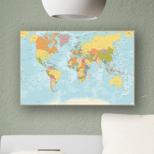 Sweet Living Schilderij  Wereldkaart Gedetailleerd
