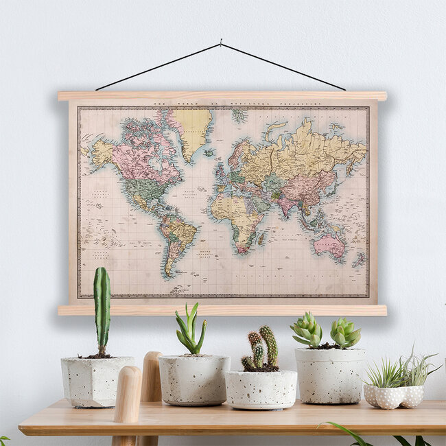 Sweet Living Schoolplaat Wereldkaart Realistisch Lat
