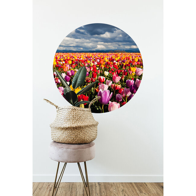 Sweet Living Muursticker Kleurrijk Tulpenveld