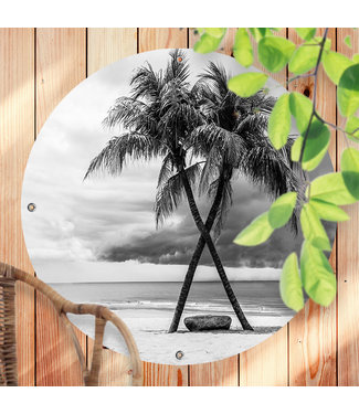 Sweet Living Ronde Tuinposter Palm Tree Beach