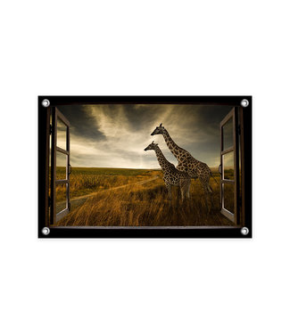 Sweet Living Tuinposter Doorkijk Twee Giraffes