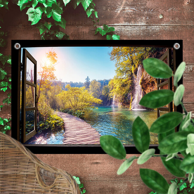 Sweet Living Tuinposter Doorkijk Waterfall
