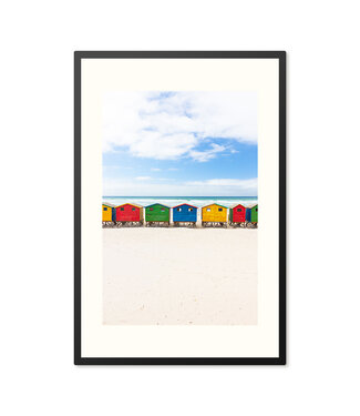 Sweet Living Poster in lijst Gekleurde Strandhuisjes