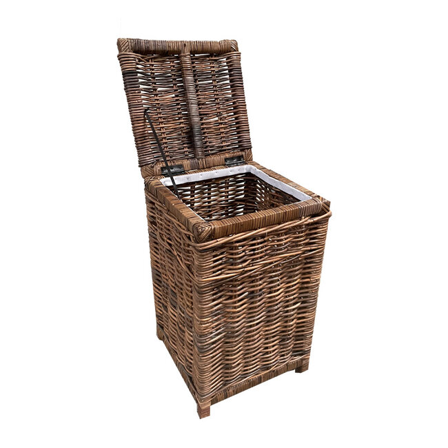 Sweet Living Rieten wasmand antiek bruin - 42x42xH68 cm