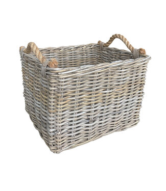 Sweet Living Rieten Opbergmand Naturel Jute Handvatten