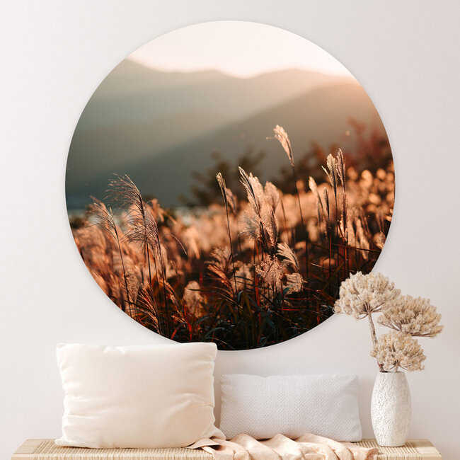 Sweet Living Wandcirkel Bloemenveld met Zon