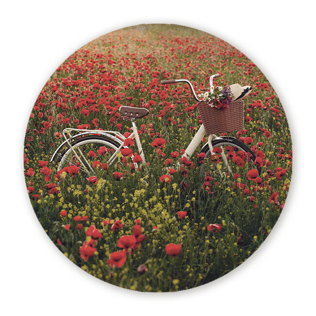 Sweet Living Wandcirkel Fiets in het Bloemenveld
