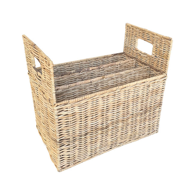 Sweet Living Rieten Tijdschrifthouder Naturel - 3 vakken