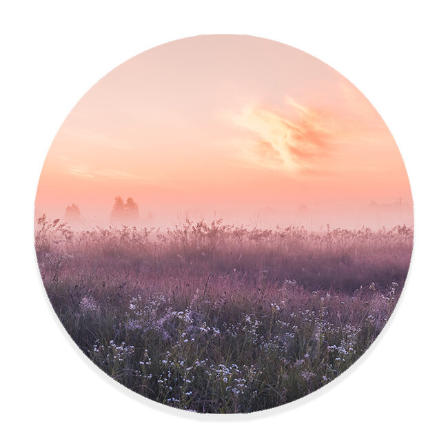 Sweet Living Wandcirkel Bloemenveld Roze Weidebloemen