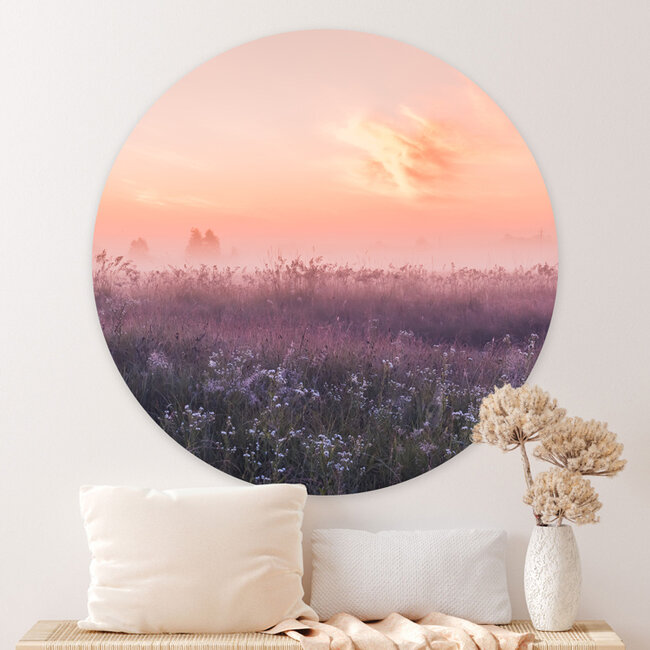 Sweet Living Wandcirkel Bloemenveld Roze Weidebloemen