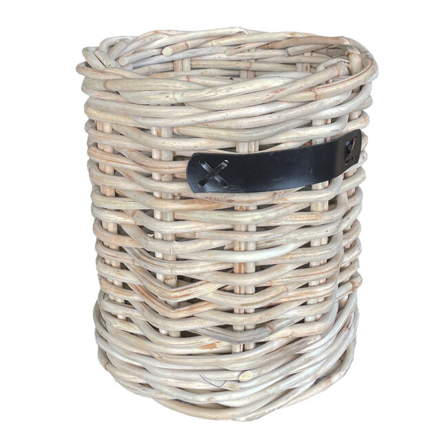 Sweet Living Rotan Mand Op Wielen Blanco -45x45xH57 cm