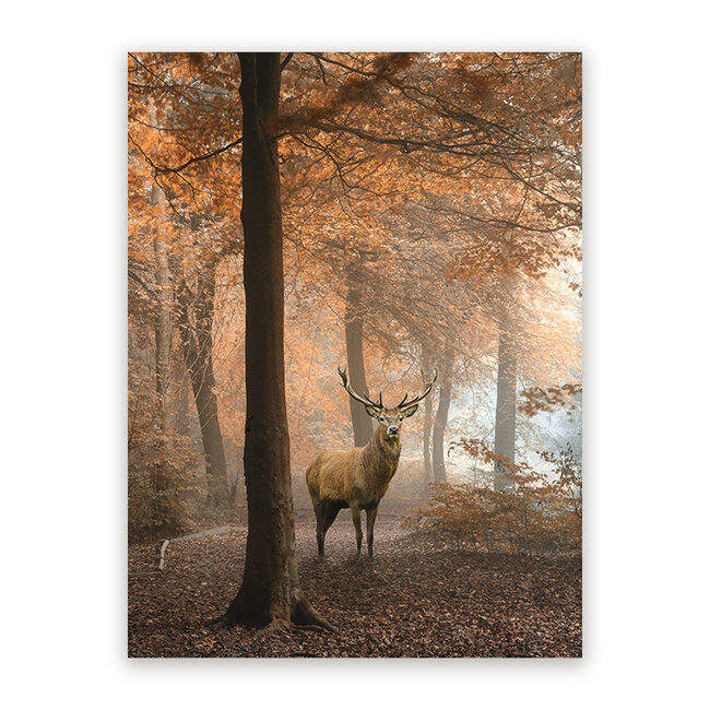 Sweet Living Schilderij Hert in Herfstbos - Staand