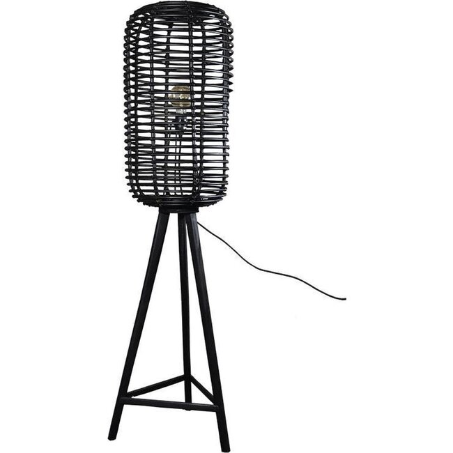Sweet Living Rotan Vloerlamp Zwart - Ø36xH140 cm