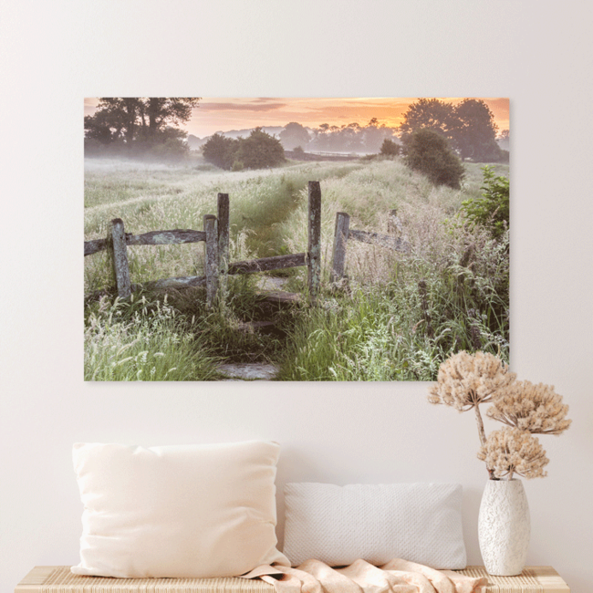 Sweet Living Schilderij Zomerse Zonsopgang over het Veld - Liggend