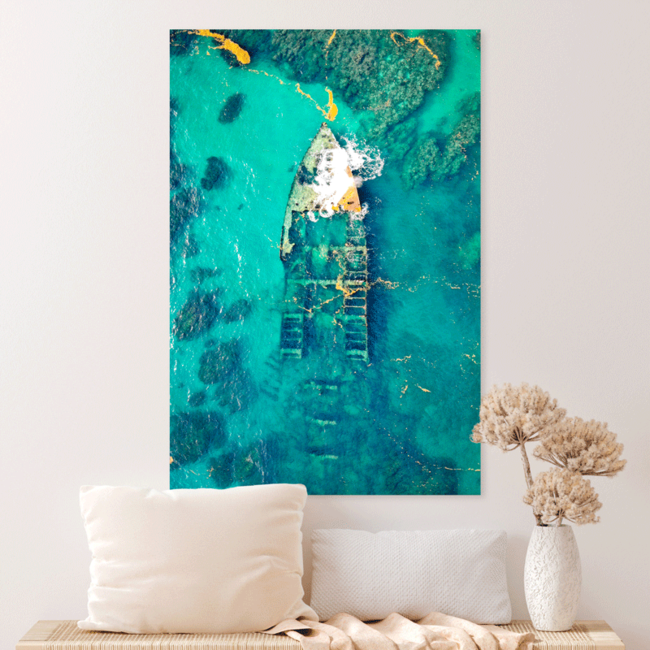 Sweet Living Schilderij Scheepswrak van Boven - Staand