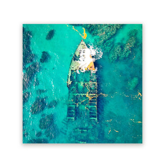 Sweet Living Schilderij Scheepswrak van Boven - Vierkant Sweet Living Schilderij Scheepswrak van Boven - Vierkant