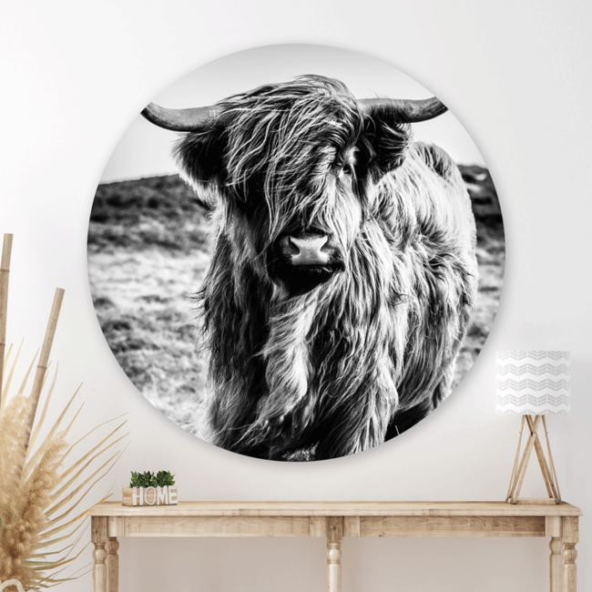 Sweet Living Wandcirkel Wild Highland Beauty - Zwart Wit