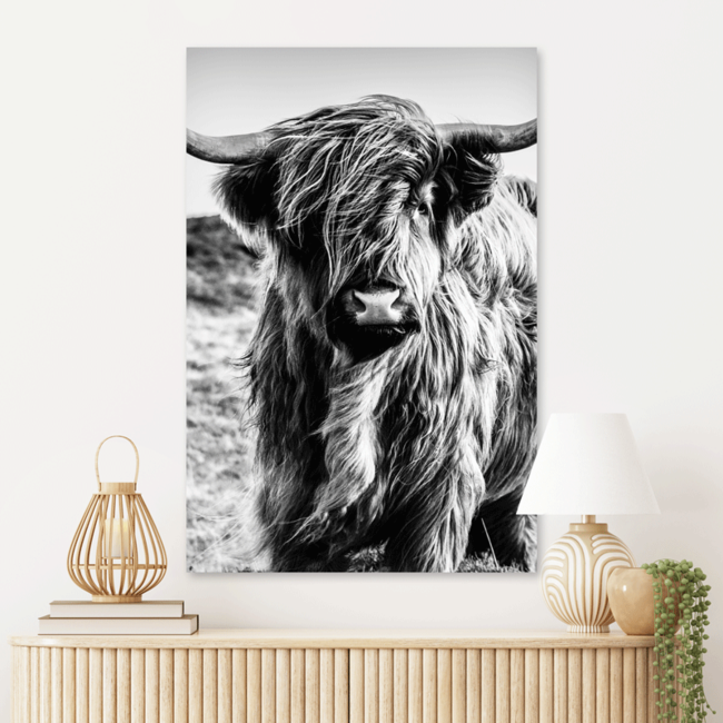 Sweet Living Schilderij Wild Highland Beauty - Zwart Wit - Staand