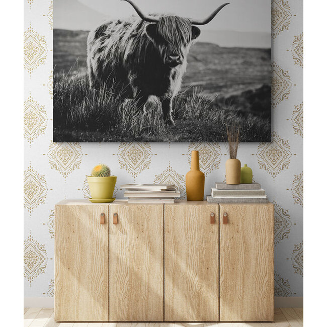 Sweet Living Schilderij Schotse Blik - Zwart Wit - Liggend