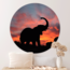 Sweet Living Wandcirkel Olifanten met Zonsondergang