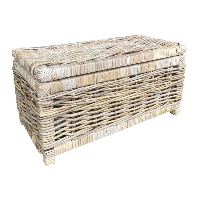 Sweet Living Rotan Opbergmand - Greywash - Met Deksel