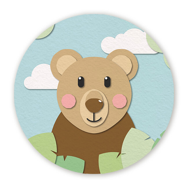 Sweet Living Muurcirkel Beer - Papieren Dieren - Kinderkamer