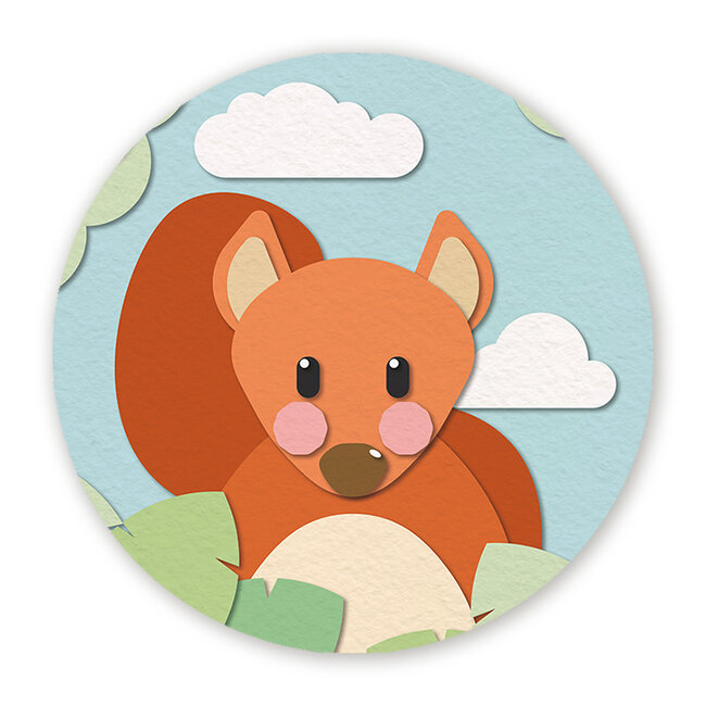 Sweet Living Muurcirkel Eekhoorn - Papieren Dieren - Kinderkamer