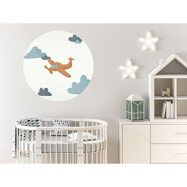 Sweet Living Behangcirkel - Born to be Free Vliegtuigje - Kinderkamer - Behangsticker