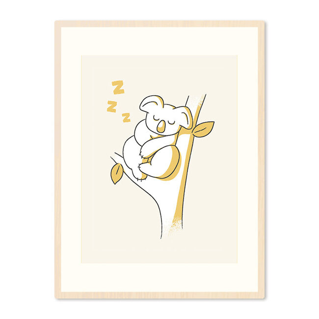 Sweet Living Poster in Lijst Slapende Koala - Kinderkamer - Eiken