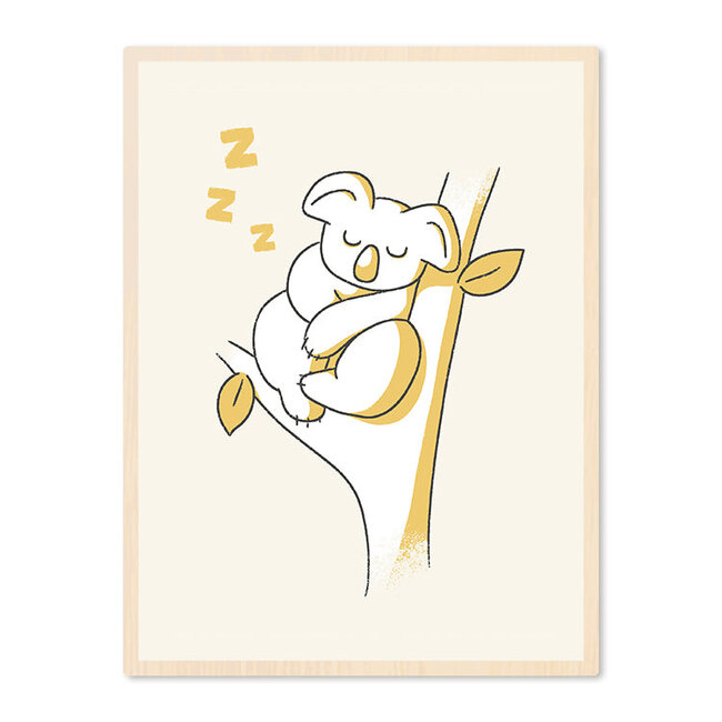 Sweet Living Poster in Lijst Slapende Koala - Kinderkamer - Eiken
