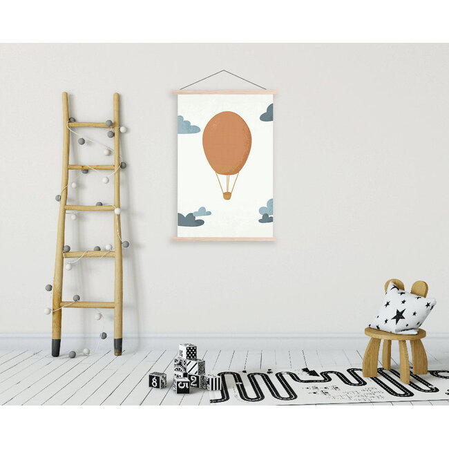 Sweet Living Schoolplaat Born to Be Free Luchtballon - Textielposter Kinderkamer